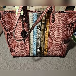 NWT Badgley Mischka Multicolor Snake Print Tote Bag